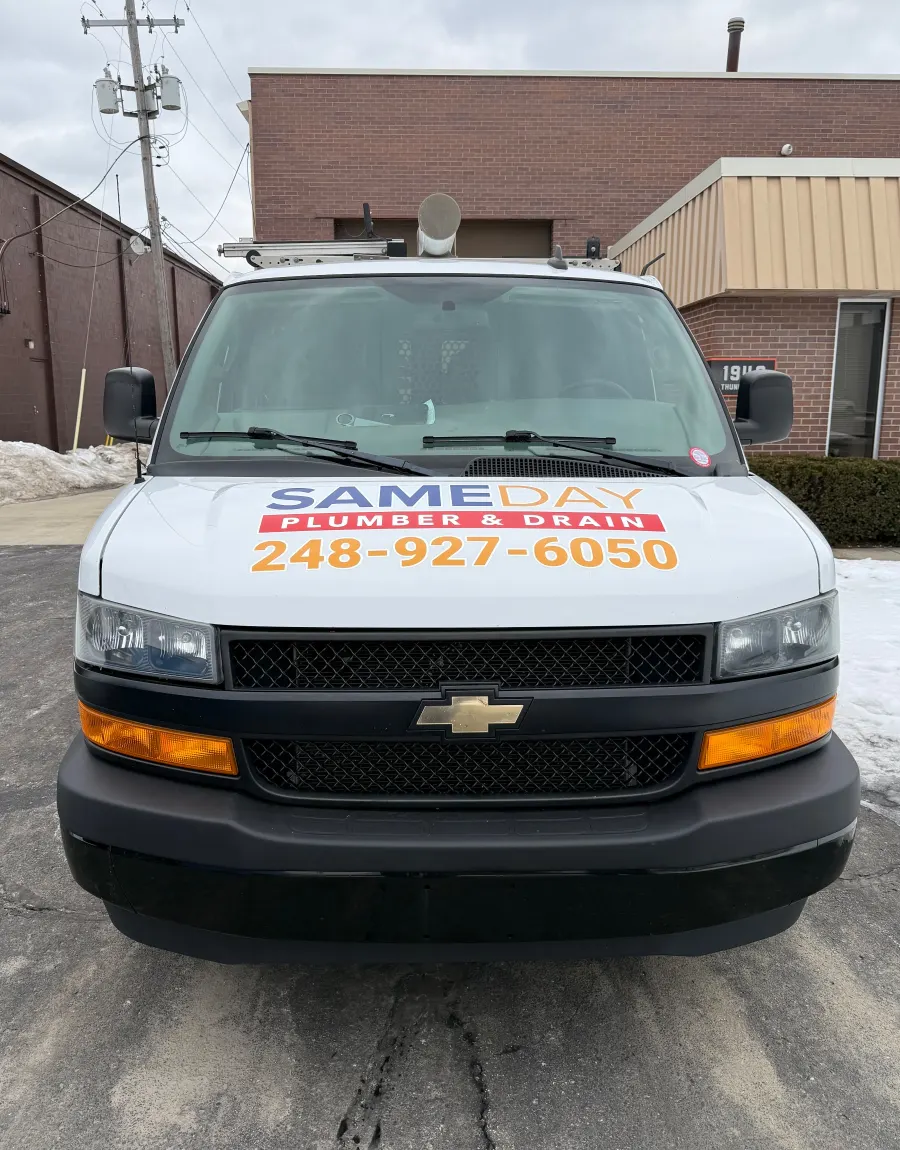 Front of the Same Day Plumber & Drain van